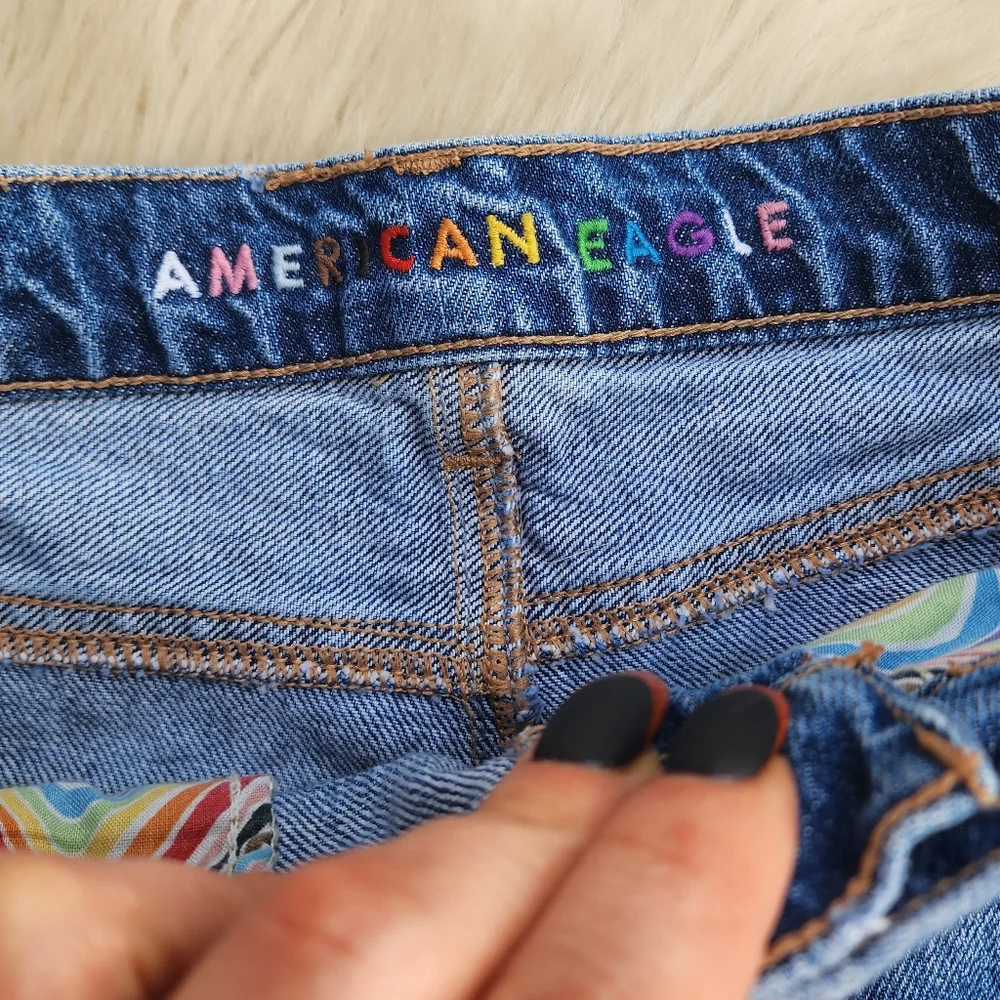 American Eagle Pride Denim Highest Rise Baggy Shorts